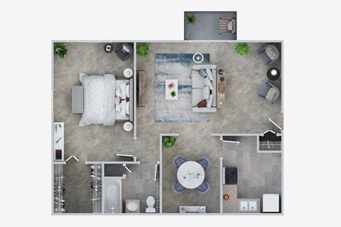 Floor plan for 1 bed, 1 bath, 800 sqft